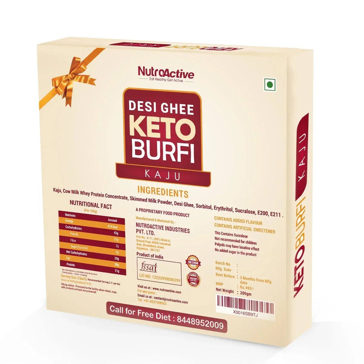 NutroActive Desi Ghee Keto Kaju Barfi - 200g - Image 2